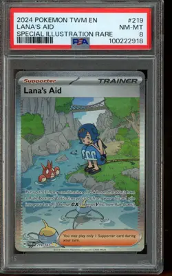 PSA 8 NM-MT Pokemon Lana’s Aid TWM EN Special Illustration Rare 219/167 - Image 1
