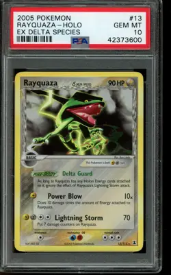 PSA 10 GEM MINT Pokemon Rayquaza EX Delta Species Holo #13 2005 - Image 1