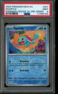 PSA 9 MINT Pokemon Squirtle Pokemon Center 151 007/165 - Image 1