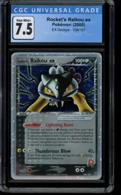 CGC 7.5 NEAR MINT+ Pokemon Rocket's Raikou EX EX Deoxys Holo 108/107 - Image 1