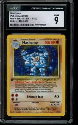 CGC 9 MINT Pokemon Machamp Base Set 1st Edition Holo 8/102 - Image 1