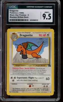 CGC 9.5 MINT+ Pokemon Dragonite Black Star Promos Mewtwo Strikes Back 5 Japanese - Image 1