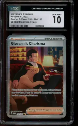 CGC 10 GEM MINT Pokemon Giovanni’s Charisma 151 Special Illustration 204/165 - Image 1