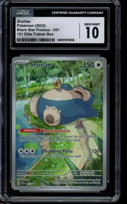 CGC 10 GEM MINT Pokemon Snorlax Black Star Promos Holo 051/051 - Image 1
