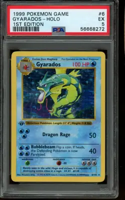 PSA 5 EX Pokemon Gyarados 1st Edition Base Set Holo 6/102 - Image 1