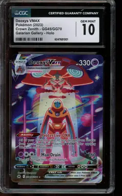 CGC 10 GEM MINT Pokemon Deoxys VMAX Crown Zenith Galarian Gallery Holo GG45/GG70 - Image 1