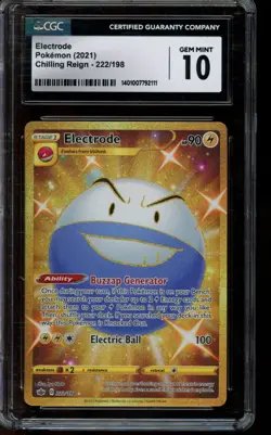 CGC 10 GEM MINT Pokemon Electrode Chilling Reign Holo 222/198 - Image 1