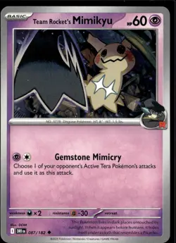 Pokemon Team Rocket’s Mimikyu 087/182 Destined Rivals Non Holo 2 Card Lot - Image 1