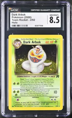 Vintage Pokemon Card Dark Arbok Holo Pokemon Team Rocket CGC 8.5 - Image 1