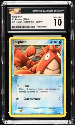 🦀🦀🦀 CGC 10 2006 Corphish 63/110 Pokemon Ex Holon Phantoms Card - Image 1
