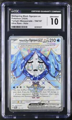 🎭🎭 CGC 10 Wellspring Mask Ogerpon ex 194/167 Twilight Masquerade Pokemon Card - Image 1