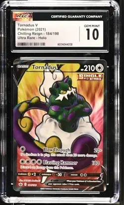 🌪🌪 CGC 10 Tornadus V 184/198 Ultra Rare Holo Chilling Reign Pokemon Card - Image 1