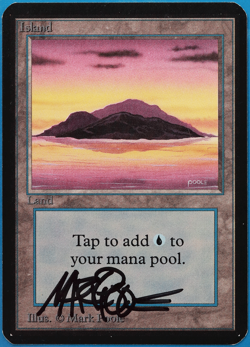 Island (A Purple) Alpha NM Basic Land SIGNED MAGIC CARD (ID# 504622) ABUGames - Image 1