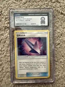 1 Of 1 World Record German Pokemon Poison Barb Sun & Moon 124/149 Trainer Card - Image 1