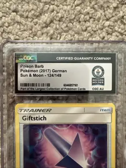 1 Of 1 World Record German Pokemon Poison Barb Sun & Moon 124/149 Trainer Card - Image 2