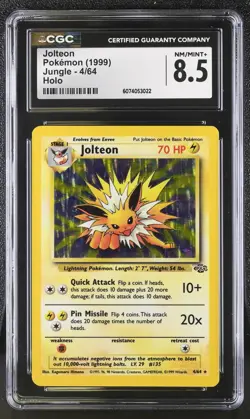 CGC 8.5 Jolteon 1999 Jungle 4/64 Holo Pokemon Card - Image 1