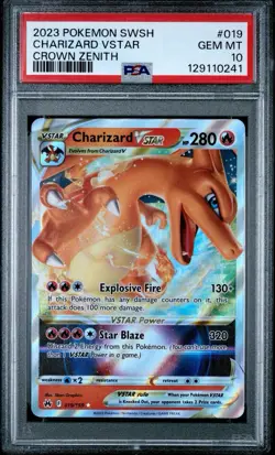 2023 POKEMON SWORD & SHIELD CROWN ZENITH #019 CHARIZARD VSTAR PSA 10 - Image 1