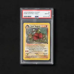 2000 Pokemon Team Rocket Dark Dugtrio 6/82 Holo - Graded PSA 8 - SWIRL - Image 1