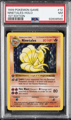 1999 POKEMON BASE SET 1ST EDITION #12 NINETALES-HOLO PSA 7 - Image 1