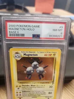 2000 Pokemon Base Set 2 9/130 Magneton Holo PSA NM-MT 8 - Image 2