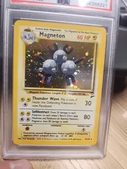 2000 Pokemon Base Set 2 9/130 Magneton Holo PSA NM-MT 8 - Image 3