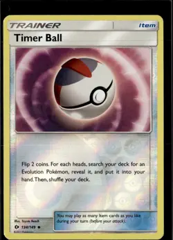Pokemon Timer Ball 134/149 Sun Moon Base Set Reverse Holo Uncommon - Image 1
