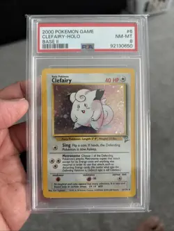 2000 Pokemon Game Clefairy - Holo Base 2 6/130 PSA 8 - Image 1
