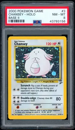 2000 Pokemon Base Set 2 #3 Chansey Holo PSA 8 NM-MT - Image 1
