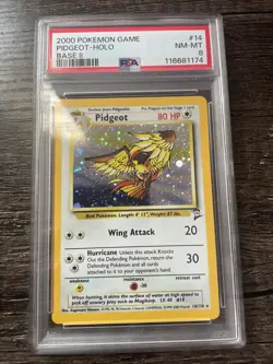 Pokemon TCG WOTC Pidgeot Base Set 2 14/130 Unlimited Holo Rare PSA 8 Near Mint - Image 1