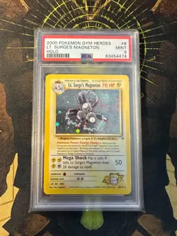 Pokemon Lt Surge's Magneton 8/132 Gym Heroes Vintage Holo PSA 9 - Image 1