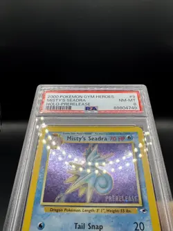 2000 POKEMON GYM HEROES HOLO-PRERELEASE #9 MISTY'S SEADRA PSA 8 - Image 3