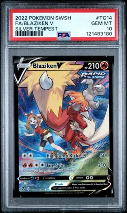 2022 POKEMON SWORD & SHIELD SILVER TEMPEST #TG14 FULL ART/BLAZIKEN V PSA 10 - Image 1