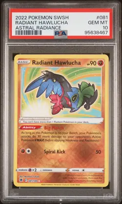 2022 POKEMON SWORD & SHIELD ASTRAL RADIANCE #081 RADIANT HAWLUCHA PSA 10 - Image 1