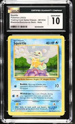 🐢🐢🐢 CGC 10 Squirtle 001/034 CLB Classic Box Holo Rare Pokemon TCG 2023 - Image 1