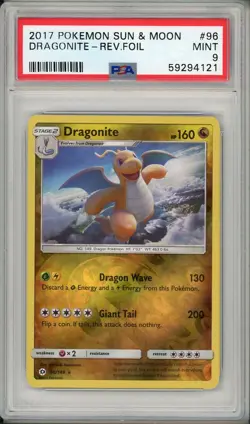 2017 Pokemon Sun & Moon Dragonite Reverse Foil Holo #96 PSA 9 - Image 1