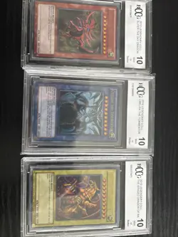 Set of 3 God Cards Obelisk Slifer Ra LC01 EN001 EN002 EN003 2010 Yugioh BGS 10 - Image 1