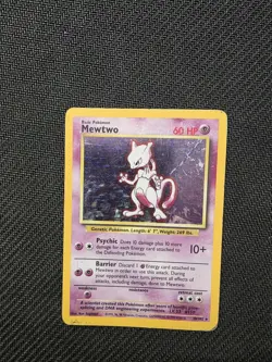 MEWTWO - 10/102 - BASE SET - HOLO RARE - UNLIMITED - POKEMON CARD - Image 1