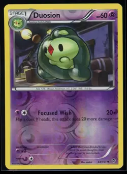 2013 Black & White - Plasma Blast Duosion Reverse Holo Pokemon Card #43 - Image 1