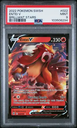 PSA 9 - MINT - Entei V 022/172 Brilliant Stars HOLO Rare Pokemon Card - Image 1