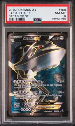 PSA 8 Steelix EX 108/114 Steam Siege Full Art Pokemon Card - Image 1