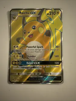 Pokemon TCG Raichu GX Normal Sized Card Full Art Holo Promo Shining Legends - Image 1