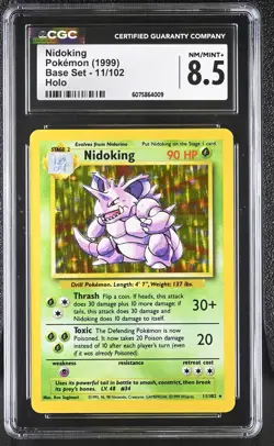 CGC 8.5 Nidoking 1999 Base Set 11/102 Holo Pokemon Card - Image 1