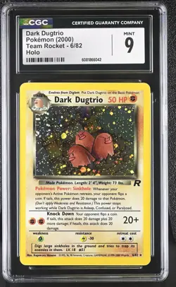 CGC 9 MINT Dark Dugtrio 2000 Team Rocket 6/82 Holo Pokemon Card - Image 1
