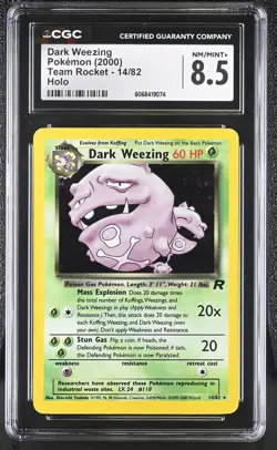 CGC 8.5 Dark Weezing 2000 Team Rocket 14/82 Holo Pokemon Card - Image 1
