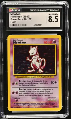 CGC 8.5 Mewtwo 1999 Base Set 10/102 Holo Pokemon Card - Image 1