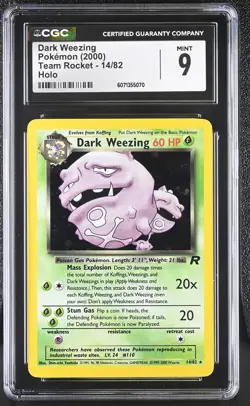 CGC 9 MINT Dark Weezing 2000 Team Rocket 14/82 Holo Pokemon Card - Image 1