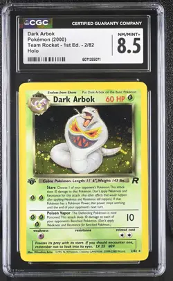 CGC 8.5 Dark Arbok Team Rocket 1st Edition 2/82 Holo Pokemon Card - Image 1
