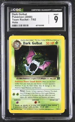 CGC 9 MINT Dark Golbat 2000 Team Rocket 7/82 Holo Pokemon Card - Image 1