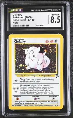 CGC 8.5 Clefairy 2000 Base Set 2 6/130 Holo SWIRL Pokemon Card - Image 1