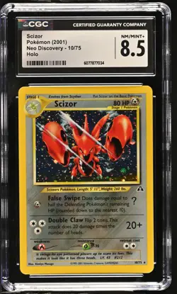 CGC 8.5 Scizor 2001 Neo Discovery 10/75 Holo SWIRL Pokemon Card - Image 1